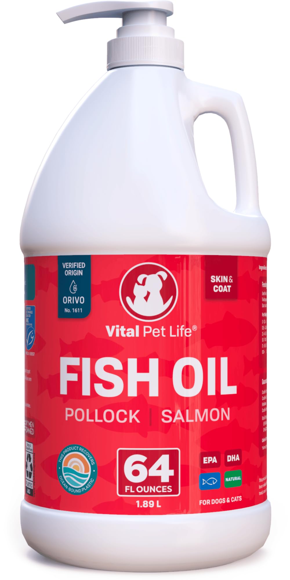 Fish Oil for Dogs - Healthy Skin & Coat, Salmon, Pollock