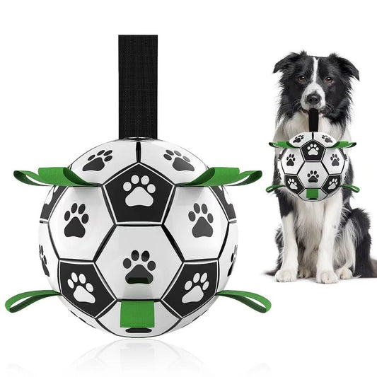 Pelota de fútbol con correas para perros QDAN