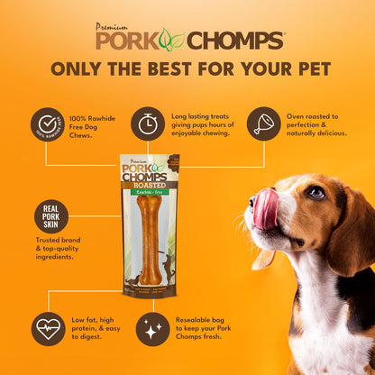 Pork Chomps - Masticable para perros con piel de cerdo prensada y asada