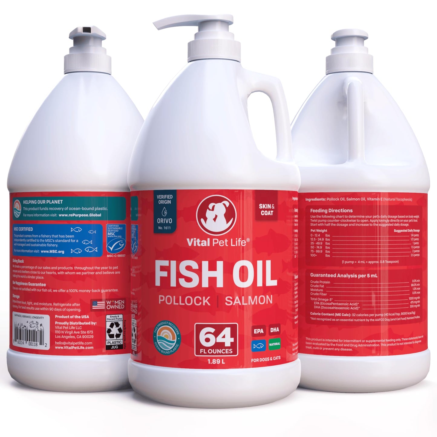 Fish Oil for Dogs - Healthy Skin & Coat, Salmon, Pollock