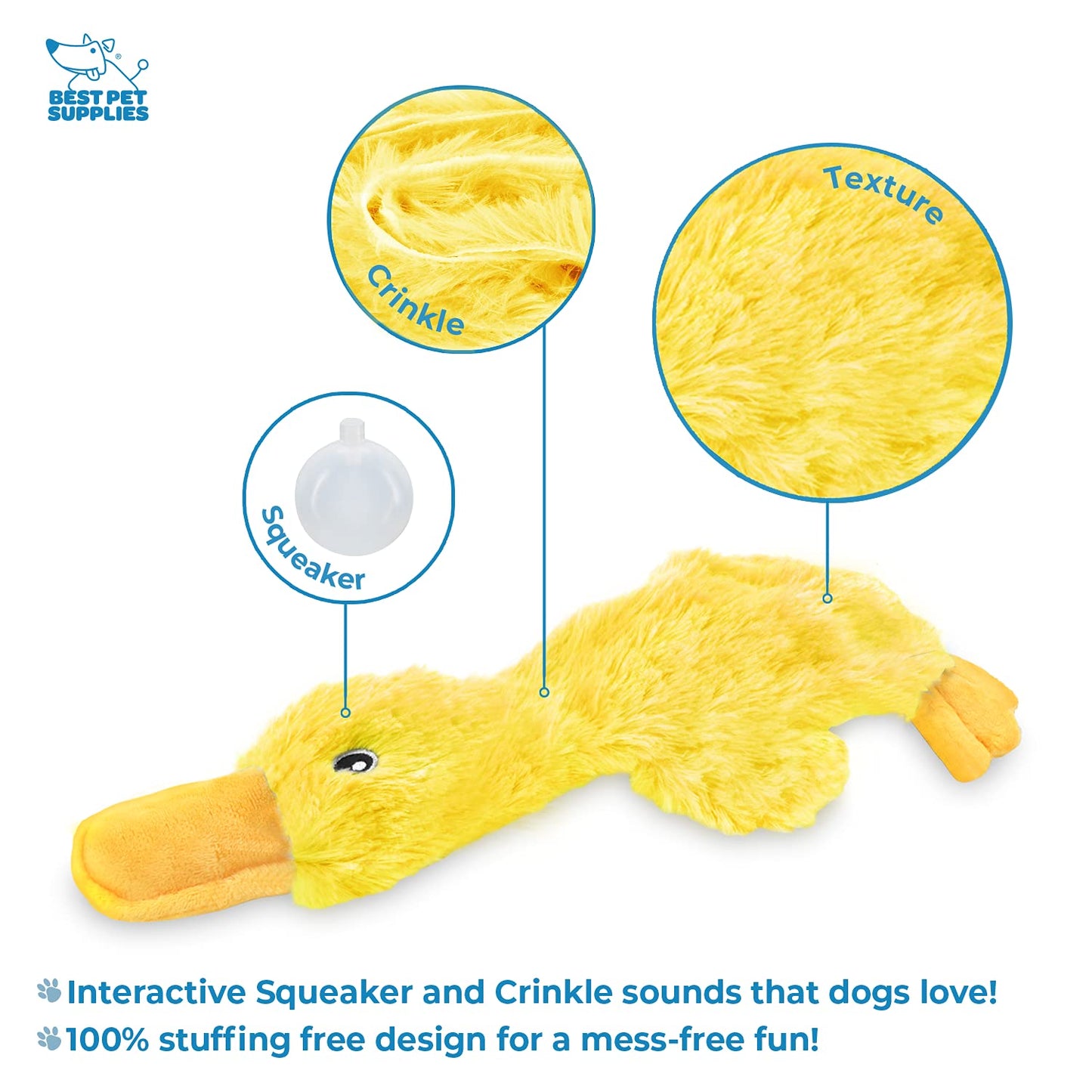 Best Pet Supplies Crinkle Dog Toy Stuffing Duck