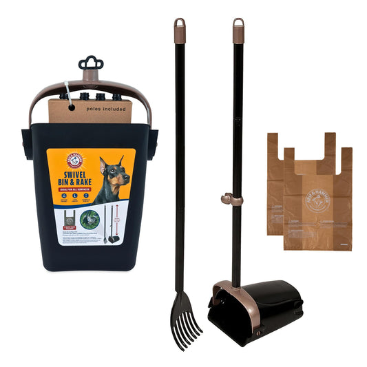 Arm & Hammer Pooper Scooper Swivel Bin & Rake Dog Poop Scooper