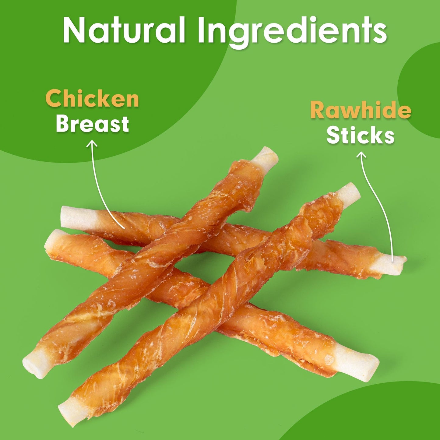 MON2SUN Dog Treats, Rawhide Twist Chicken Hide Sticks