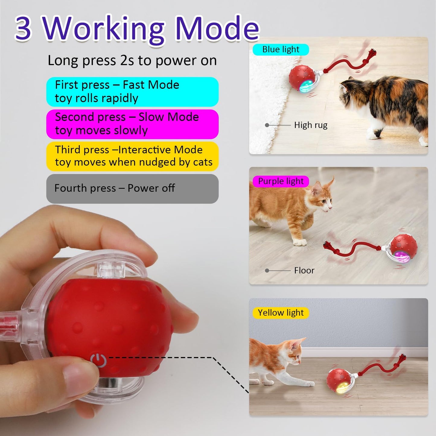 Giociv Interactive Cat Toys Ball for Indoor Cats