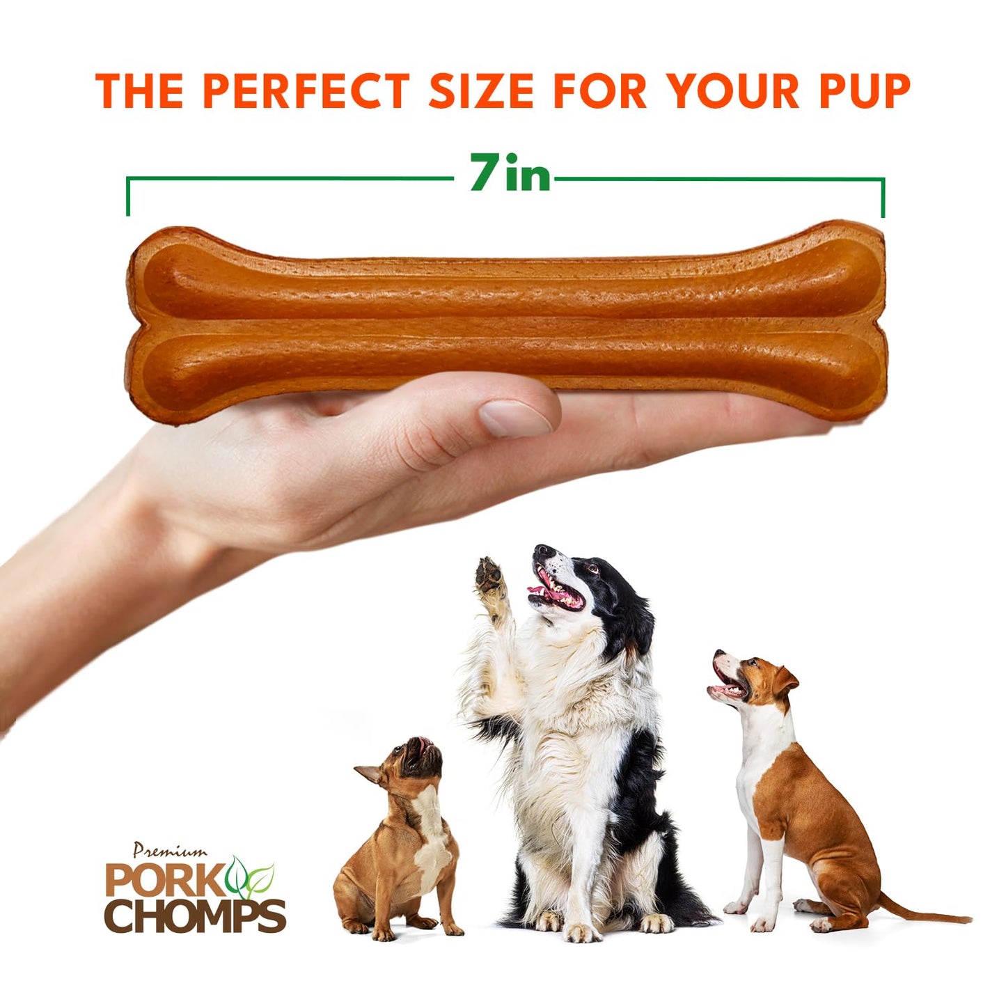 Pork Chomps - Masticable para perros con piel de cerdo prensada y asada