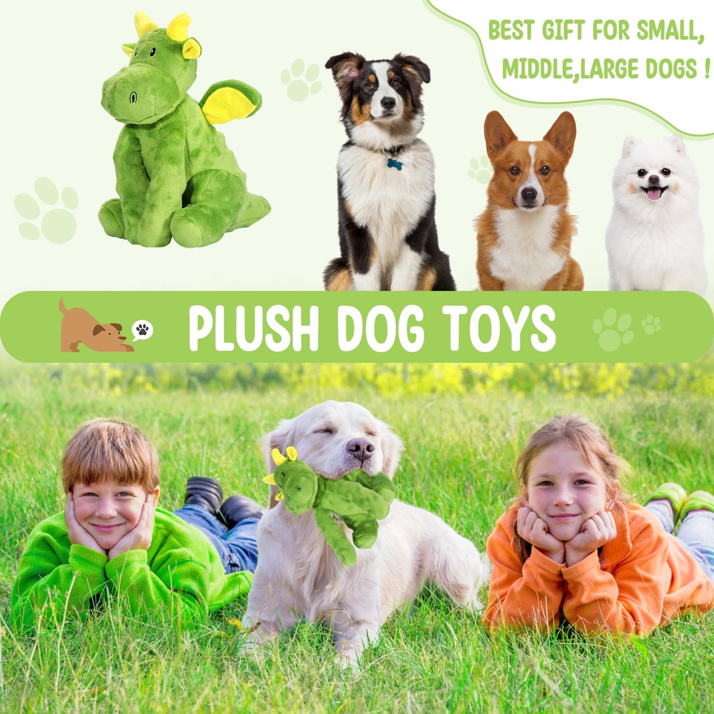 Letsmeet Squeaky Dog Toys - Juguete de peluche para perros