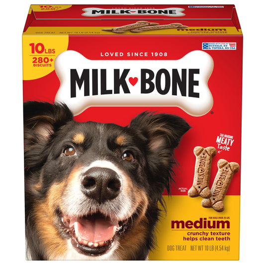 Galletas originales Milk-Bone, golosinas medianas para perros, caja de 10 libras