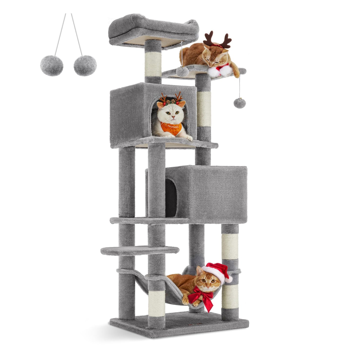 Feandrea Cat Tree, 61-Inch Cat Tower for Indoor Cats