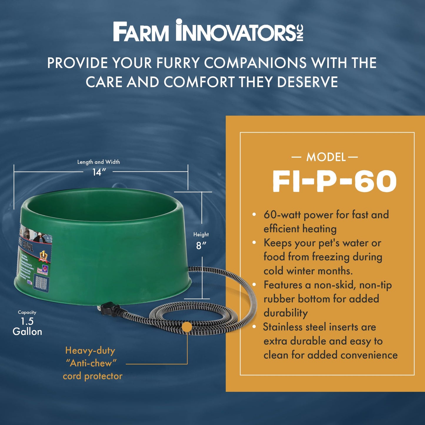 Farm Innovators Electric Powered Heated Pet Water Bowl