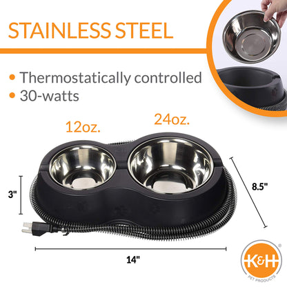 K&H Pet Products Heated Thermo-Kitty Café Outdoor Heated Cat Bowls