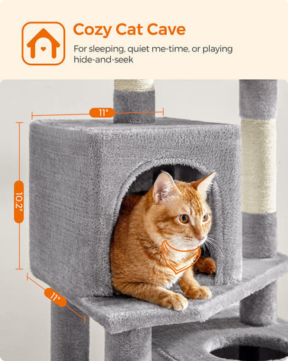 Feandrea Cat Tree, 61-Inch Cat Tower for Indoor Cats