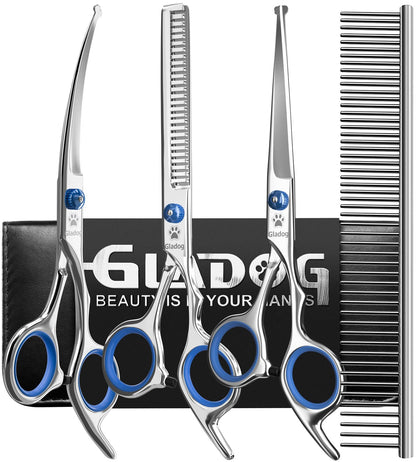 GLADOG Professional 5 in 1 Dog Grooming Scissors Set