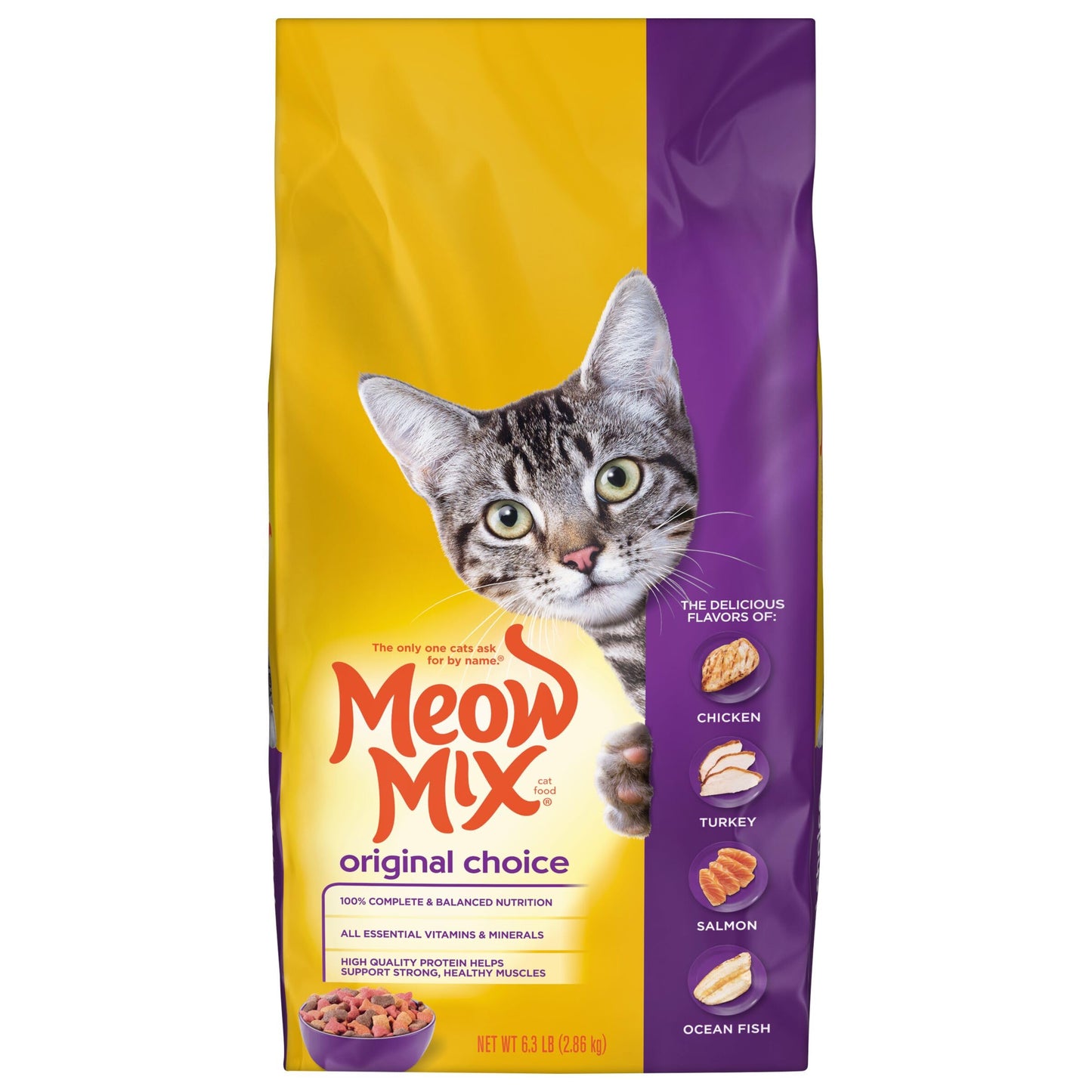 Alimento seco para gatos Meow Mix Original Choice, bolsa de 6,3 libras