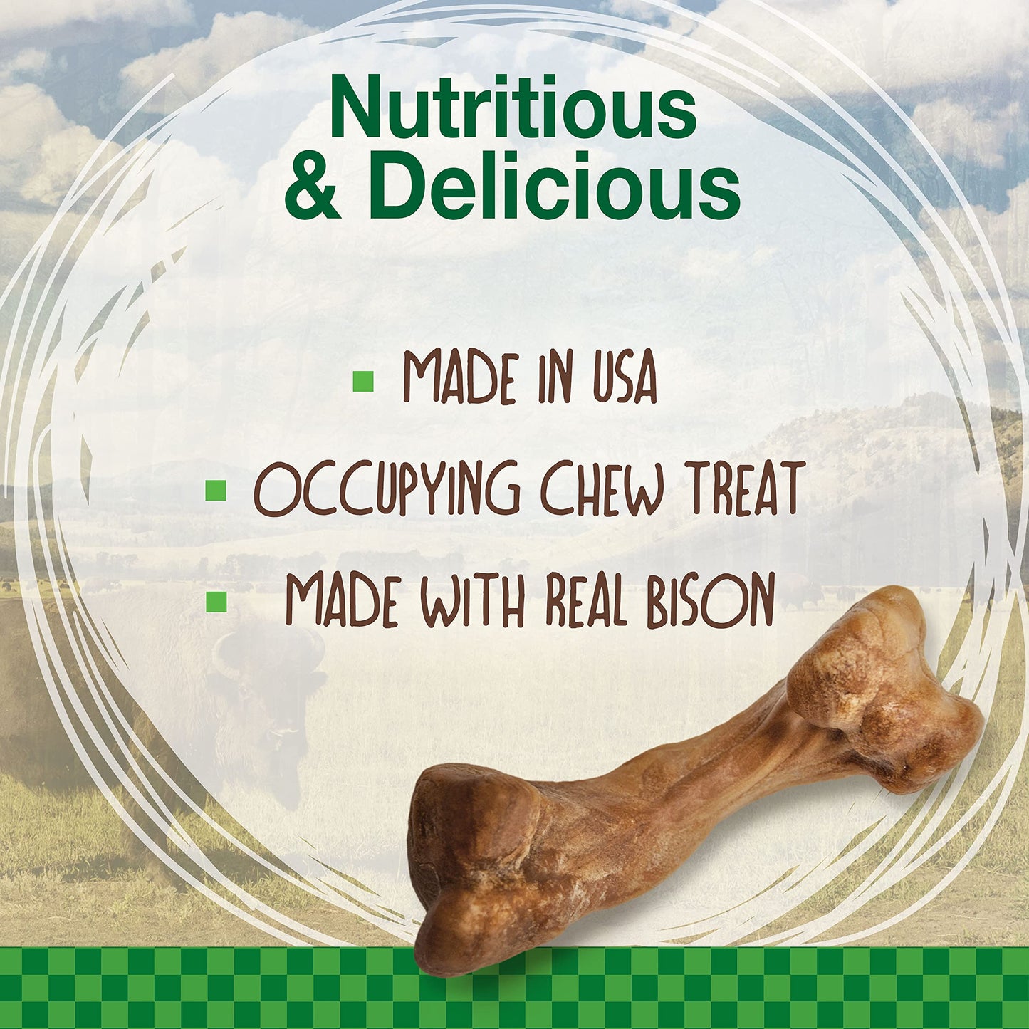 Nylabone Healthy Edibles WILD Sabor natural a bisonte de larga duración