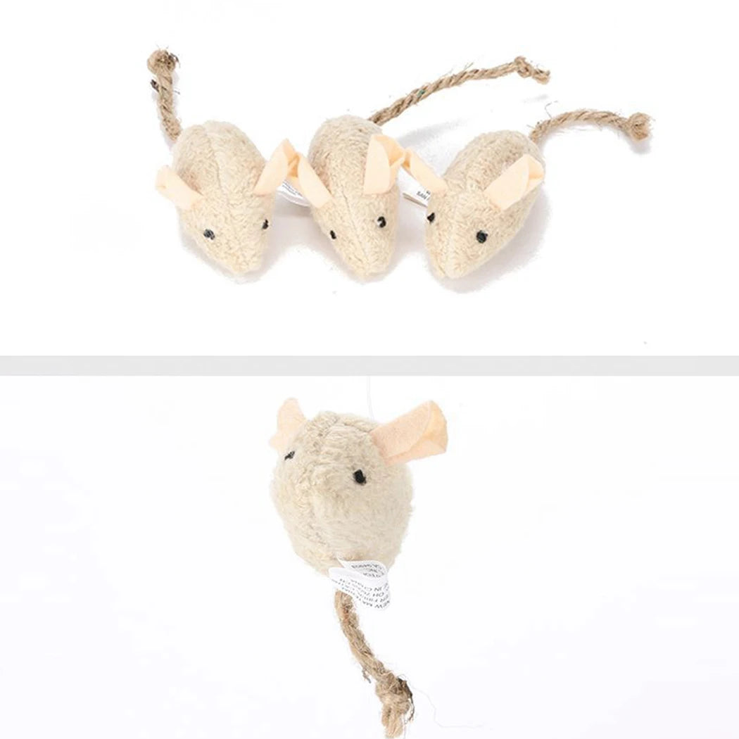 3Pc Cat Mice Toys Interactive Bite-Resistant