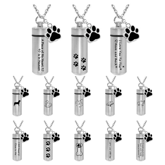 Lovely Pet Paw Cylinder Cremation Pendant