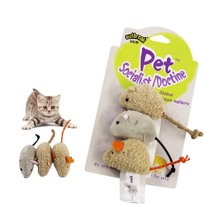 3Pc Cat Mice Toys Interactive Bite-Resistant