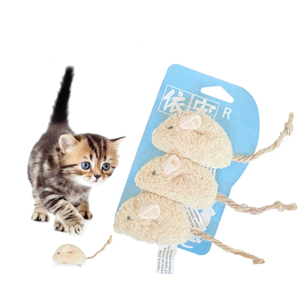 3Pc Cat Mice Toys Interactive Bite-Resistant