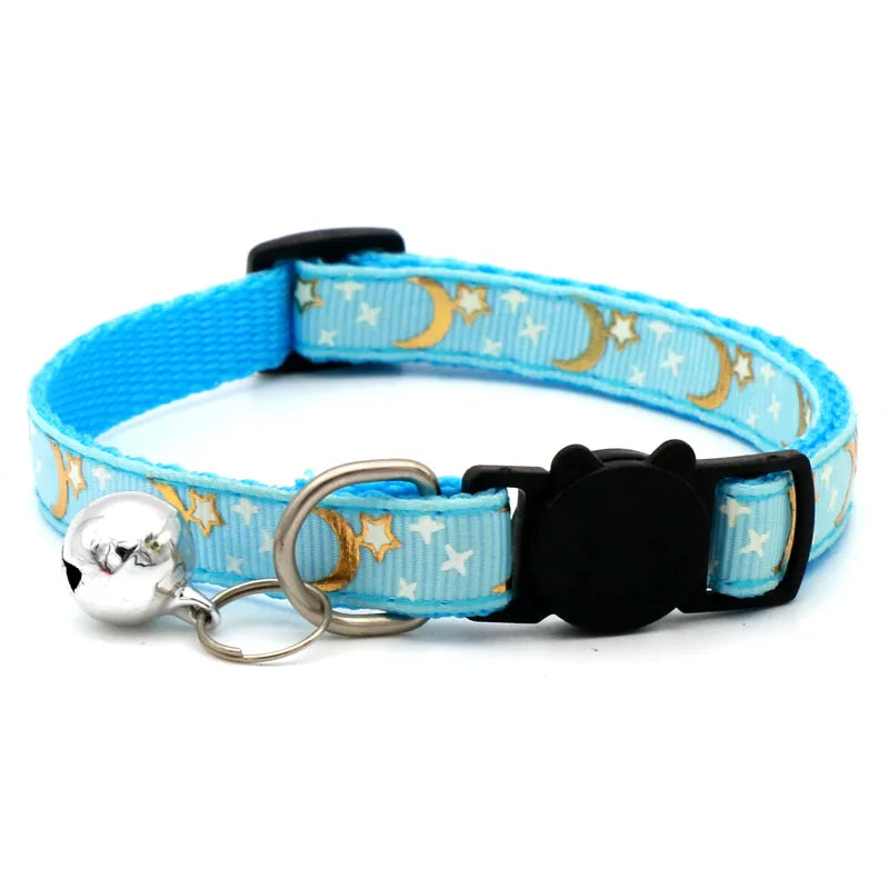 Cat Dog Collar With Bell Cartoon Star Moon