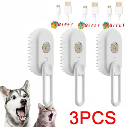 Cat Dog Pet Spray Massage Brush One Button Steam Spray