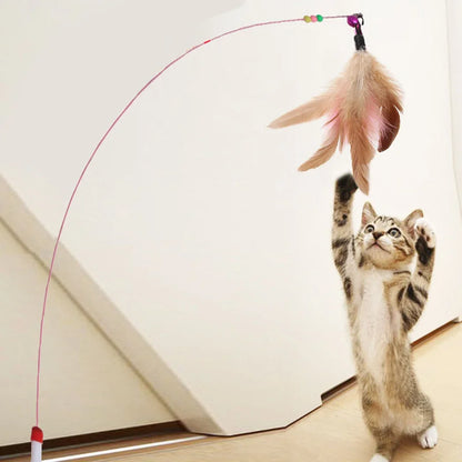 Cat Toy Stick Feather Wand With Bell Mouse Toys