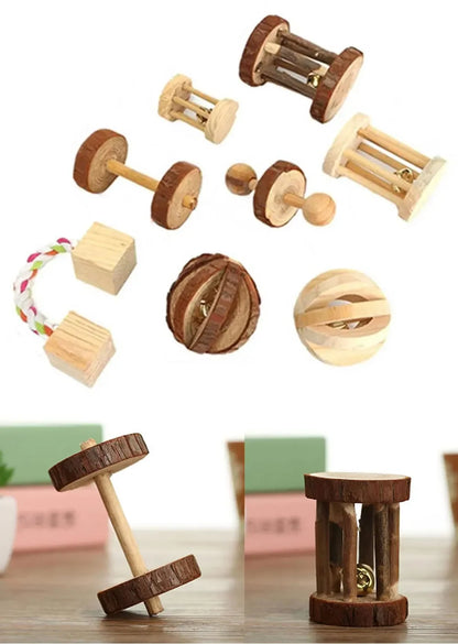 Cute Rabbit Roller Toys Natural Wooden