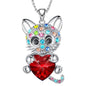 Originality Cute Stainless Steel Animal Cat Zircon Necklace