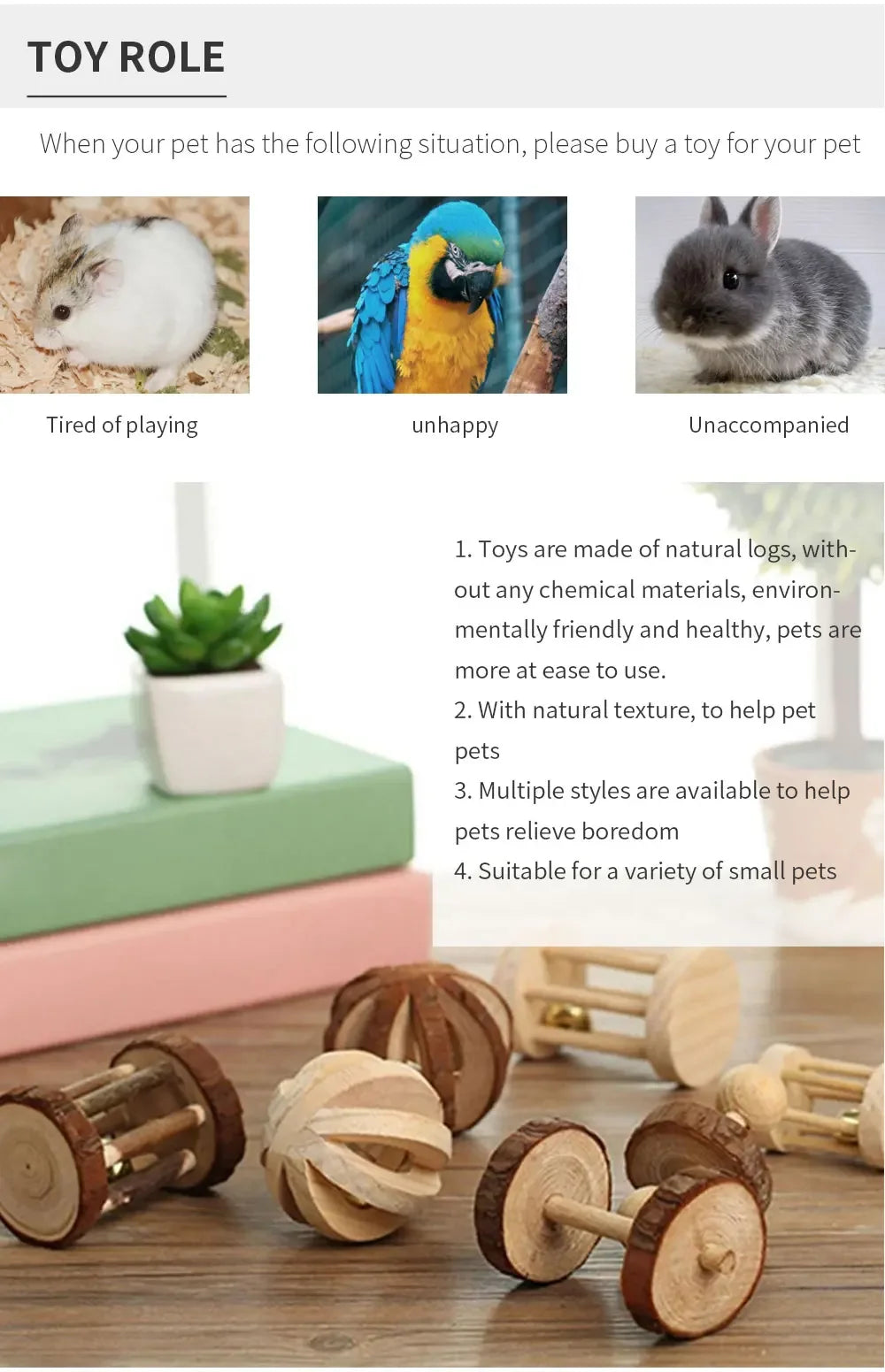 Cute Rabbit Roller Toys Natural Wooden