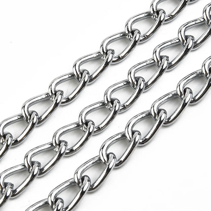 Metal Chain Dog Lead With Leather Style Handle