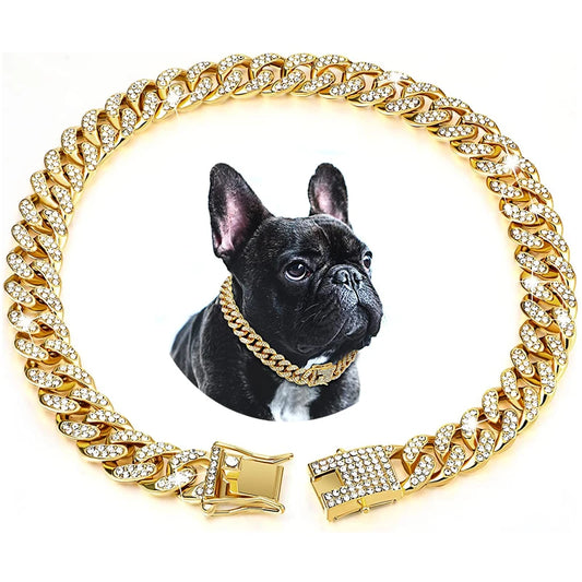 Luxury Gold Dog Chain Collar Cuban Chain Link