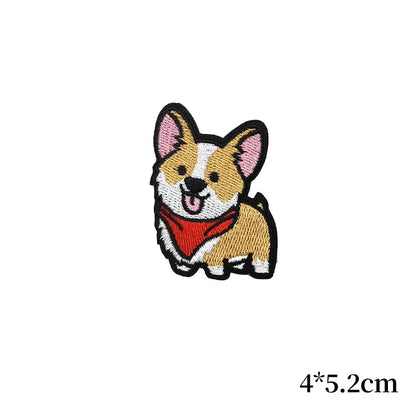 Lindo parche de dibujos animados para planchar Shiba Inu Corgi