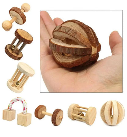 Cute Rabbit Roller Toys Natural Wooden