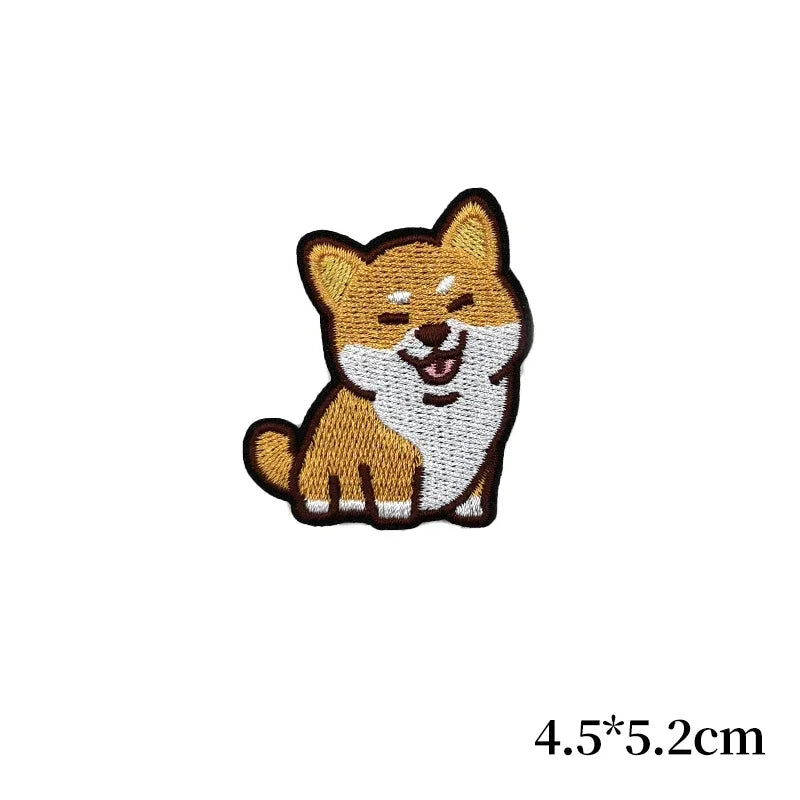 Lindo parche de dibujos animados para planchar Shiba Inu Corgi