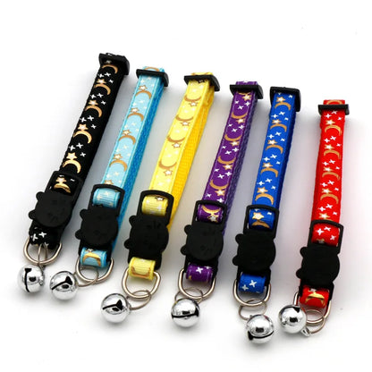 Cat Dog Collar With Bell Cartoon Star Moon