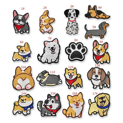 Lindo parche de dibujos animados para planchar Shiba Inu Corgi