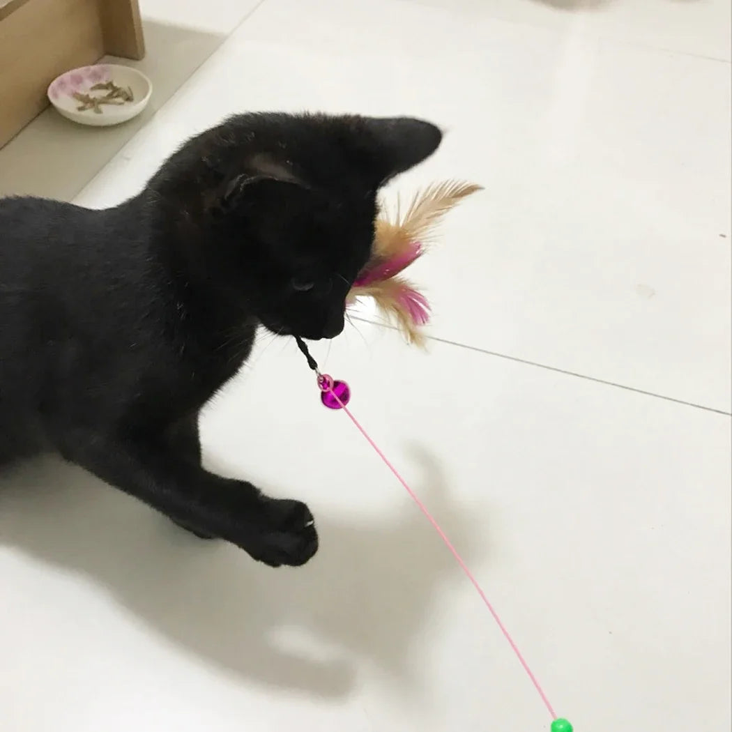 Cat Toy Stick Feather Wand With Bell Mouse Toys