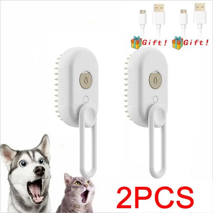 Cat Dog Pet Spray Massage Brush One Button Steam Spray