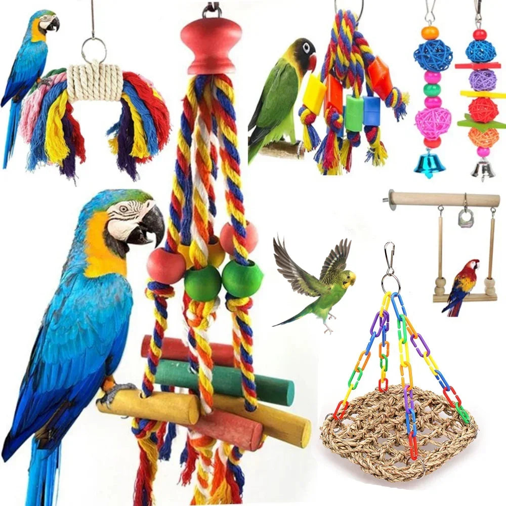 Parrot Chew Toy Cotton Rope Birds Toy Collection