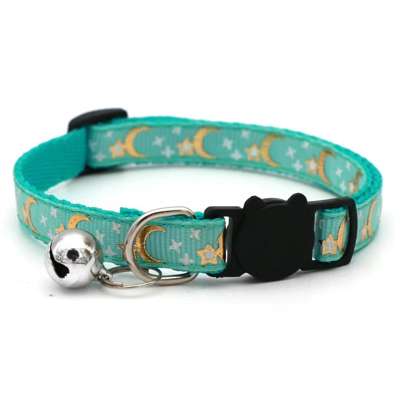 Cat Dog Collar With Bell Cartoon Star Moon