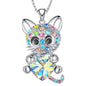 Originality Cute Stainless Steel Animal Cat Zircon Necklace