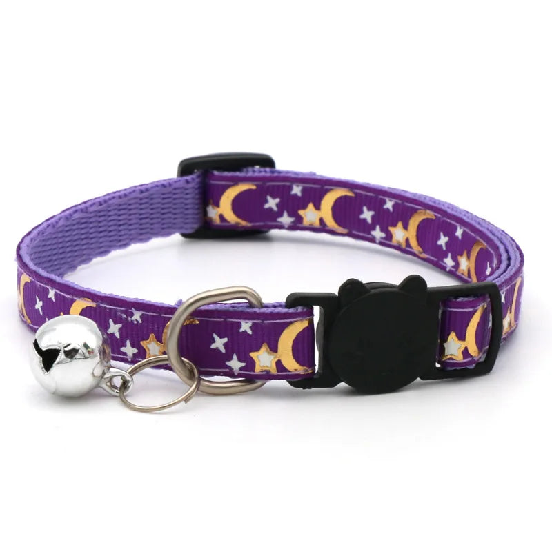 Cat Dog Collar With Bell Cartoon Star Moon