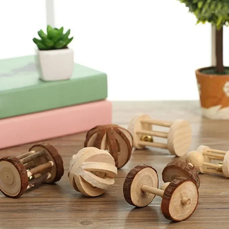 Cute Rabbit Roller Toys Natural Wooden