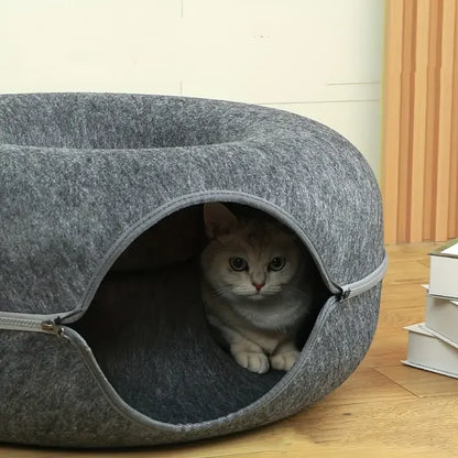 Camas redondas para gatos, casa suave y larga de felpa