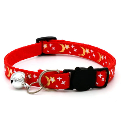 Cat Dog Collar With Bell Cartoon Star Moon