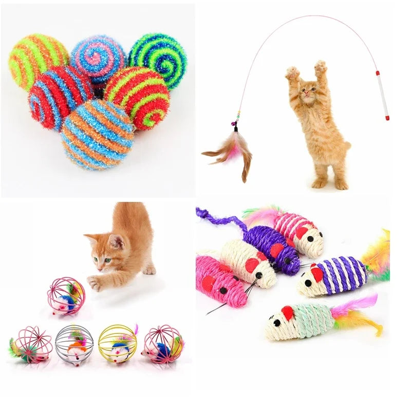 Cat Toy Stick Feather Wand With Bell Mouse Toys