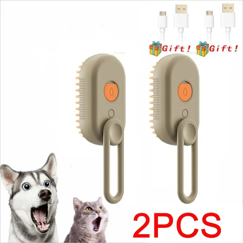 Cat Dog Pet Spray Massage Brush One Button Steam Spray