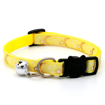 Cat Dog Collar With Bell Cartoon Star Moon