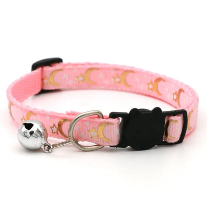 Cat Dog Collar With Bell Cartoon Star Moon