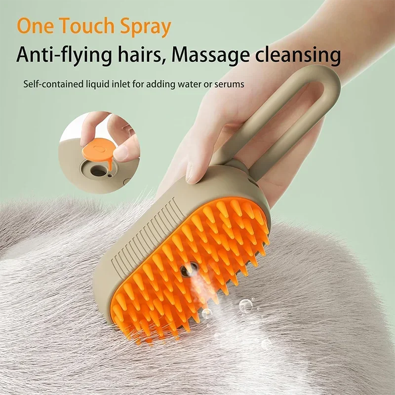 Cat Dog Pet Spray Massage Brush One Button Steam Spray