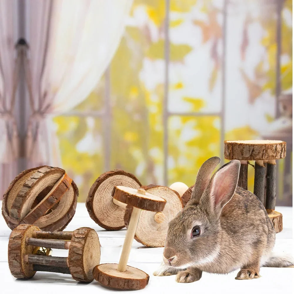 Cute Rabbit Roller Toys Natural Wooden